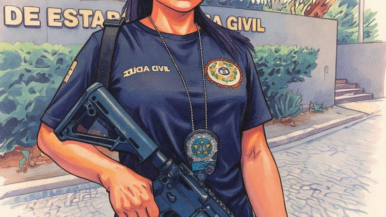 Agente da Polícia Civil em ação (Foto: Reprodução)