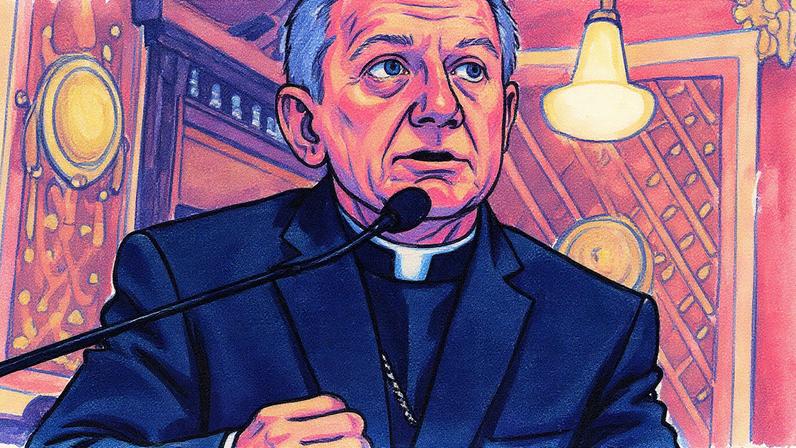 Bispo Thomas Paprocki, da diocese católica de Springfield, testemunha durante uma audiência do comitê executivo do Senado no Capitólio do Estado de Illinois (Foto: Reprodução)