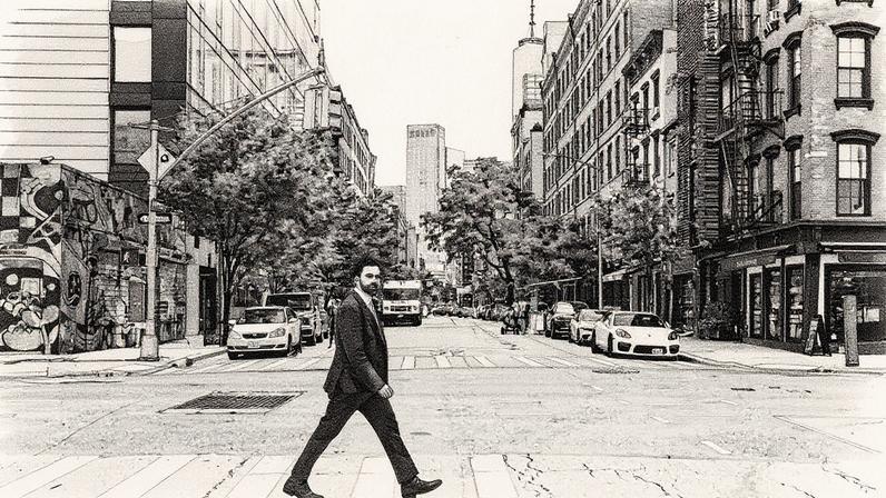 Homem em pé em Manhattan, um dia após as primárias do Partido Democrata (Foto: Reprodução)
