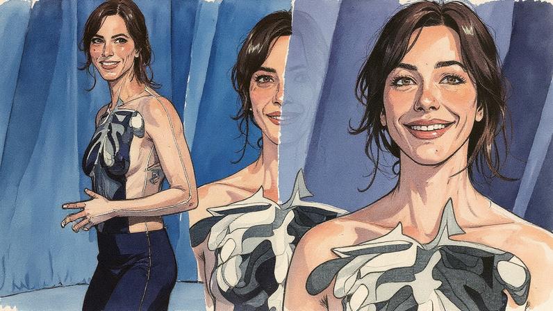 Rebecca Hall painted the town shades of gray in a “naked” bodysuit by Thom Browne at the 2025 Academy Museum Gala. Getty Images