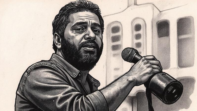 Lebanese singer Fadel Shaker at an Islamist rally in Beirut in 2012. Photograph: Joseph Eid/AFP/Getty Images