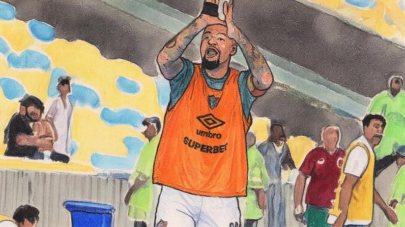 Felipe Melo insinua que o Fluminense estava sendo roubado em jogo contra o Grêmio, em 2024 (Foto: Thiago Ribeiro/AGIF)