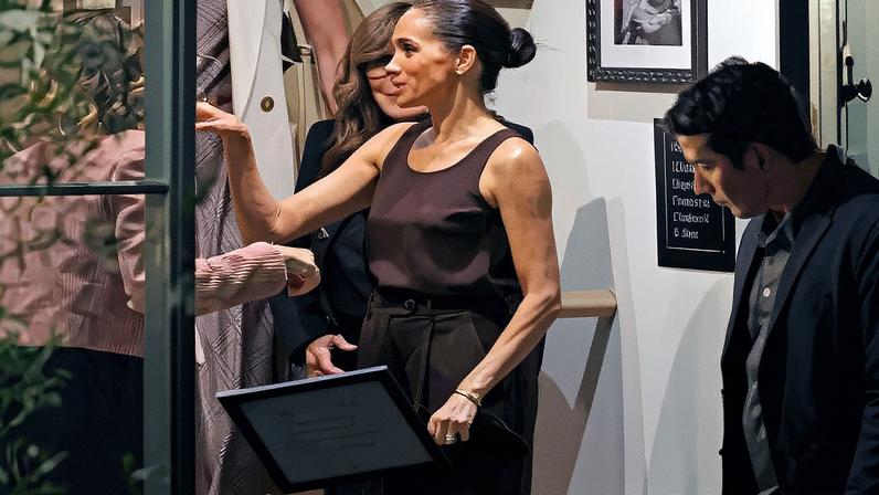 Meghan Markle opted for a monochromatic look for an event at Godmothers bookstore on Thursday night. BACKGRID