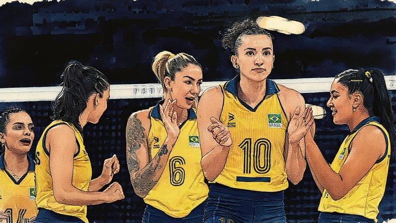 Seleção feminina de vôlei em Paris 2024 (Foto: Natalia Kolesnikova/ AFP)