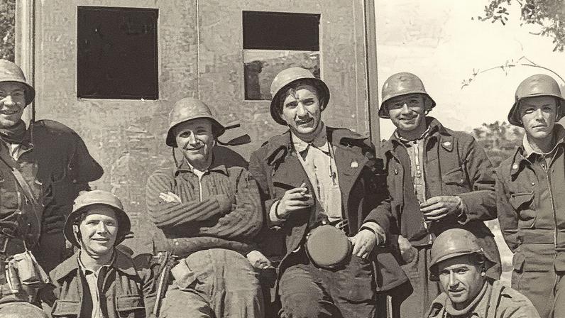 Len Crome, fourth from right, became the chief medical officer for the brigades by 1938. Photograph: Peter Crome