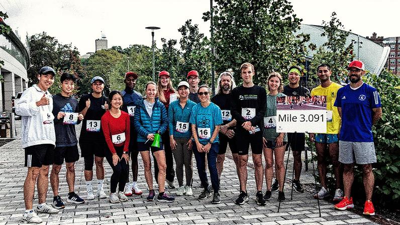 Twenty students, faculty, and staff took part in in the Department of Materials Science and Engineering’s 3.091 Fun Run on Oct. 15, which wound along pedestrian paths across the MIT campus.