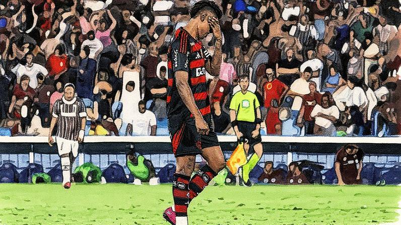 Bruno Henrique lamenta derrota diante do Fluminense (Foto: Mauro Silva/Prime Fotografias/MyPhoto Press/Gazeta Press)