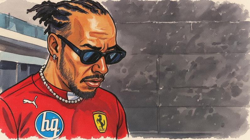 Ferrari's British driver Lewis Hamilton races during the third practice session for the Las Vegas Formula One Grand Prix at the Las Vegas Strip Circuit in Las Vegas, Nevada, on November 21, 2025. (Photo by Frederic J. Brown / AFP)