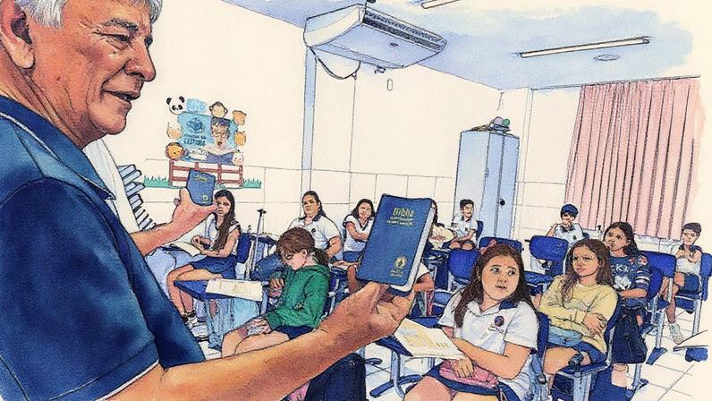 O grupo Gideões Internacionais é conhecido mundialmente por distribuir gratuitamente Bíblias em locais públicos e instituições de ensino. Foto: Colégio Século