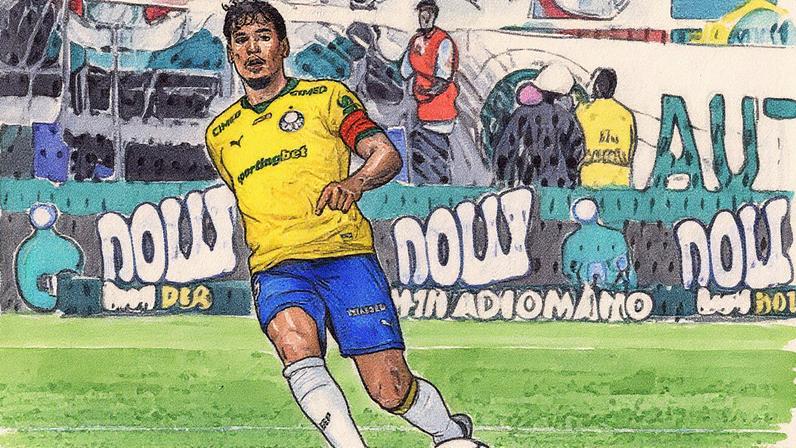 Gutavo Gomez em campo pelo Palmeiras contra o Fluminense (Foto: Ettore Chiereguini/ Agif/Gazeta Press)