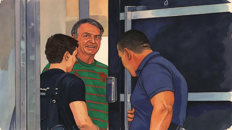 Periodistas ente la superintendencia de la Policía Federal en Brasilia, donde Bolsonaro ha quedado recluido este sábado.